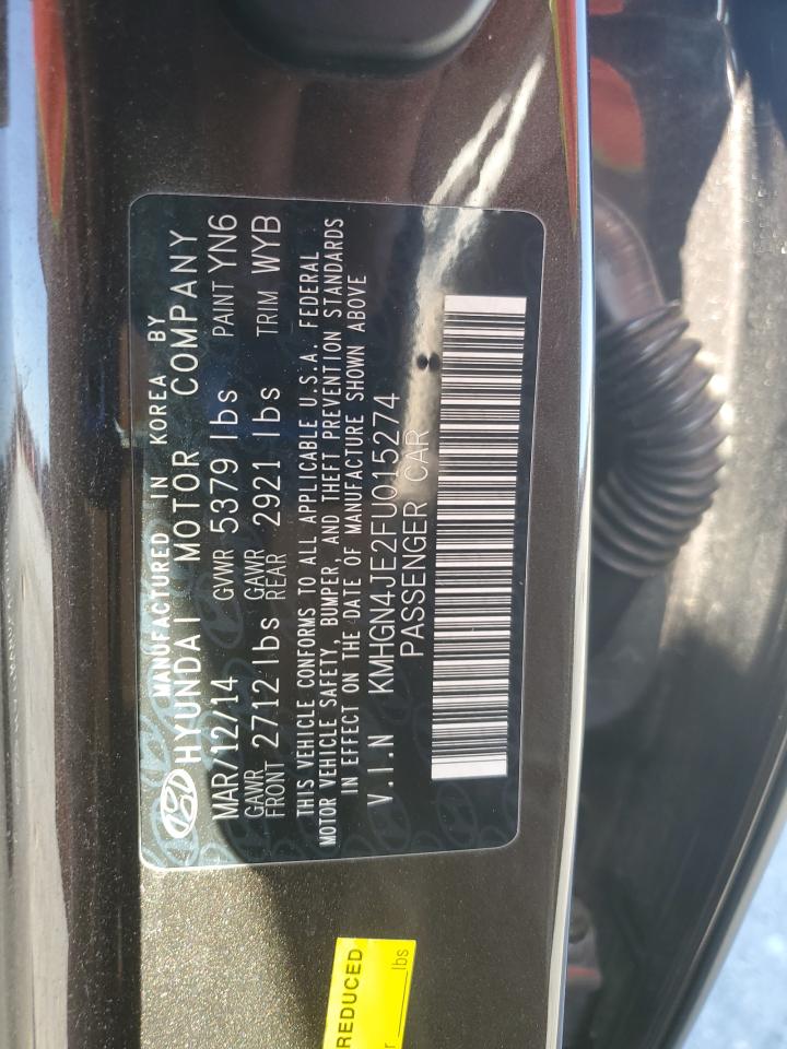 2015 Hyundai Genesis 3.8L VIN: KMHGN4JE2FU015274 Lot: 91683275