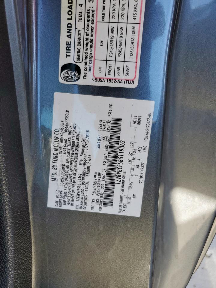 2011 Ford Mustang Gt VIN: 1ZVBP8CF5B5119362 Lot: 91354185