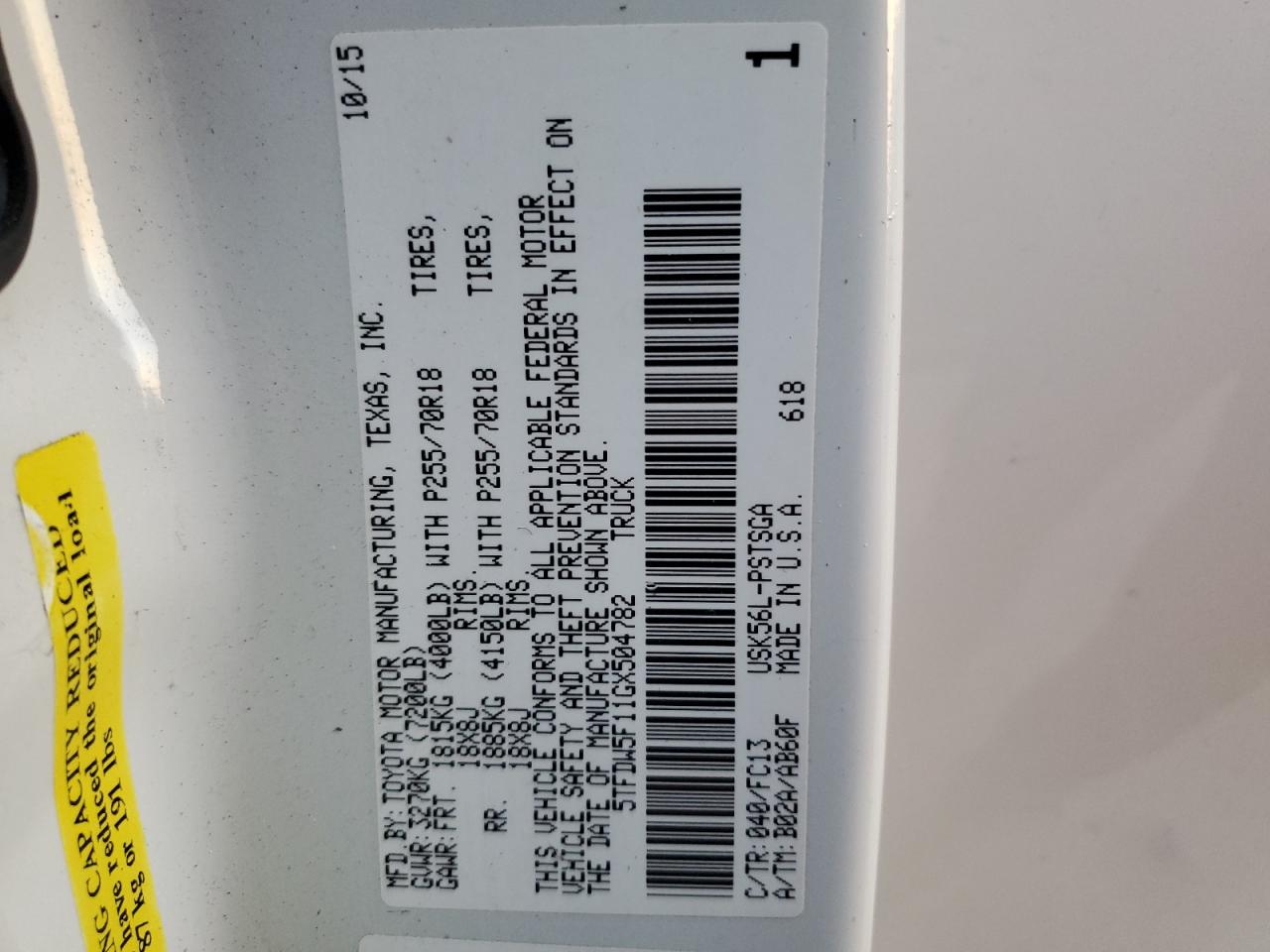 2016 Toyota Tundra Crewmax Sr5 VIN: 5TFDW5F11GX504782 Lot: 91433345