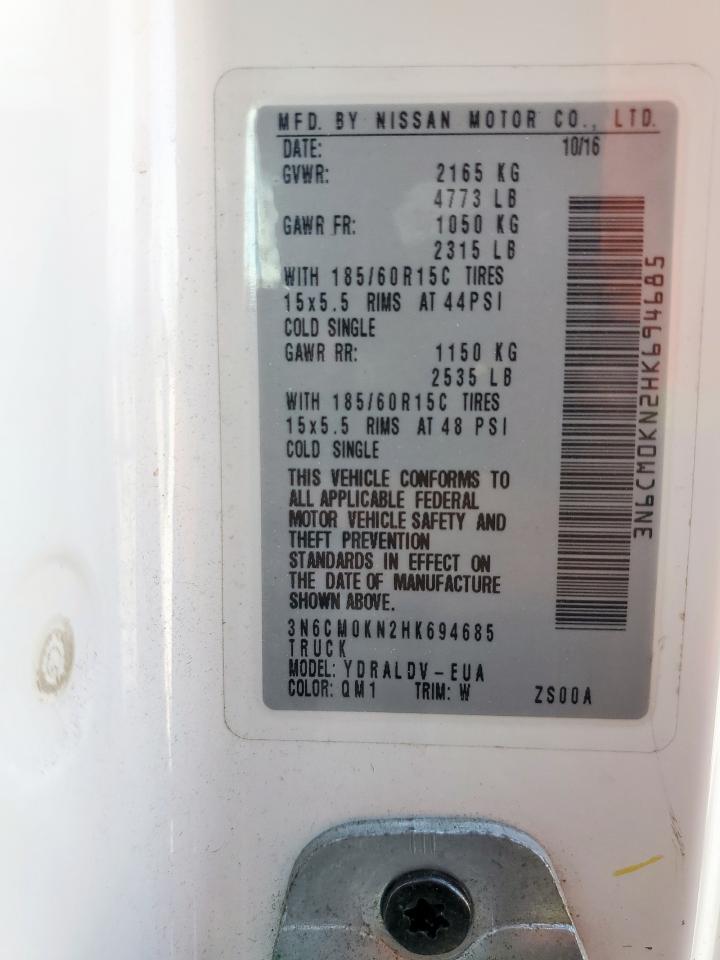 2017 Nissan Nv200 2.5S VIN: 3N6CM0KN2HK694685 Lot: 92699375