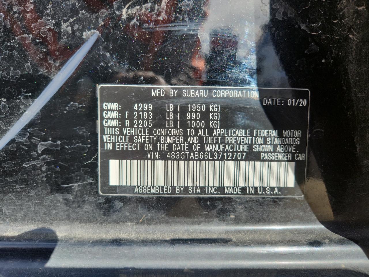 2020 Subaru Impreza VIN: 4S3GTAB66L3712707 Lot: 92067155