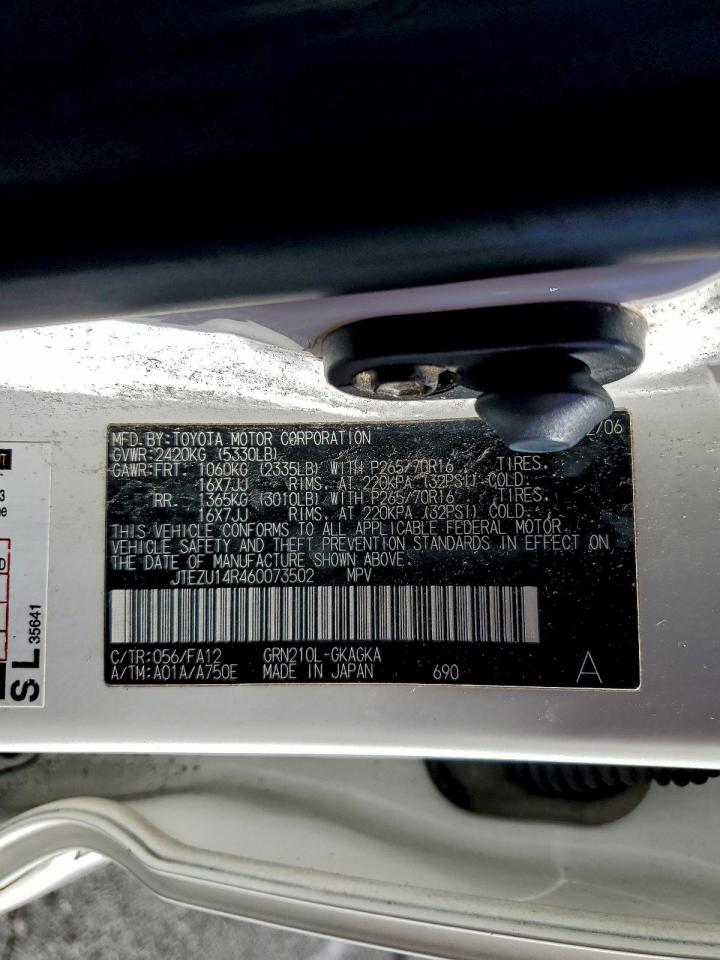 2006 Toyota 4Runner Sr5 VIN: JTEZU14R460073502 Lot: 94294935