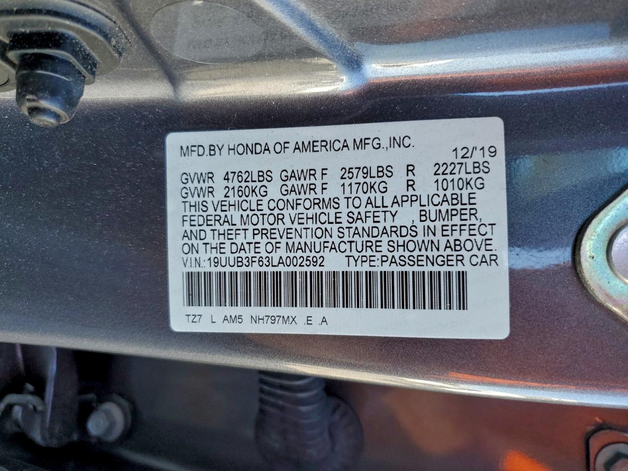 2020 Acura Tlx Technology VIN: 19UUB3F63LA002592 Lot: 93655195