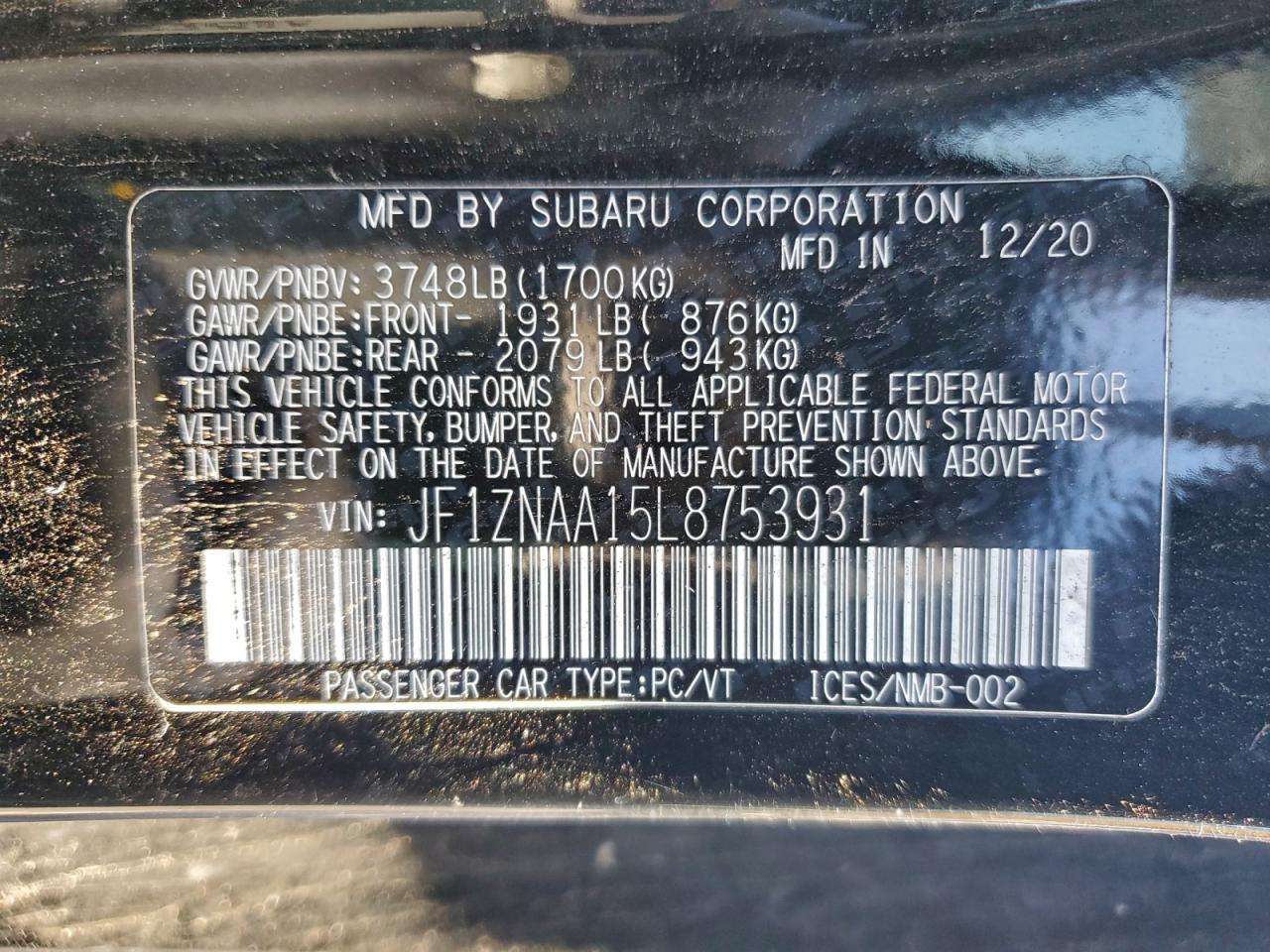 2020 Toyota 86 VIN: JF1ZNAA15L8753931 Lot: 93886285