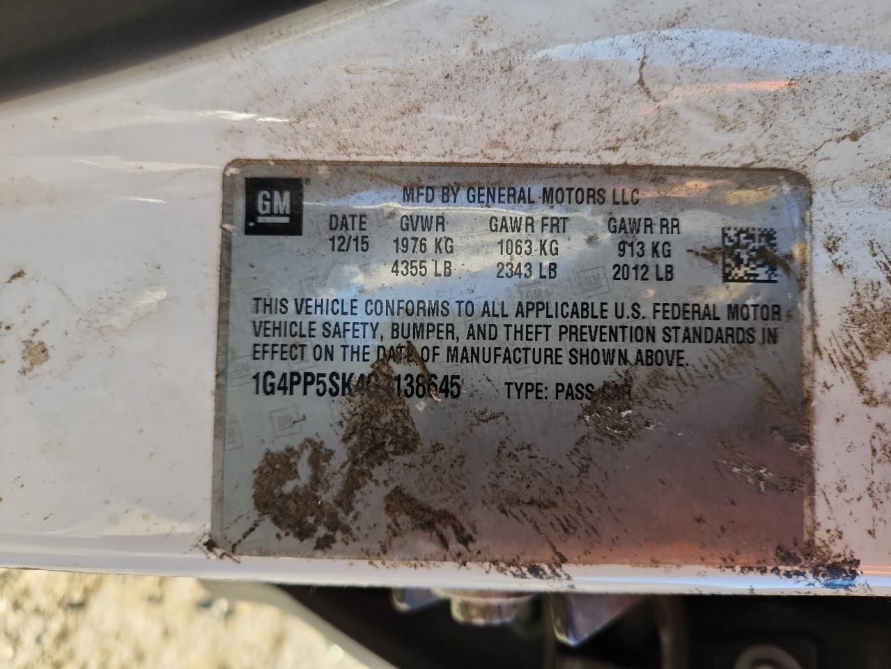 2015 Buick Verano VIN: 1G4PP5SK4G4138645 Lot: 92197195