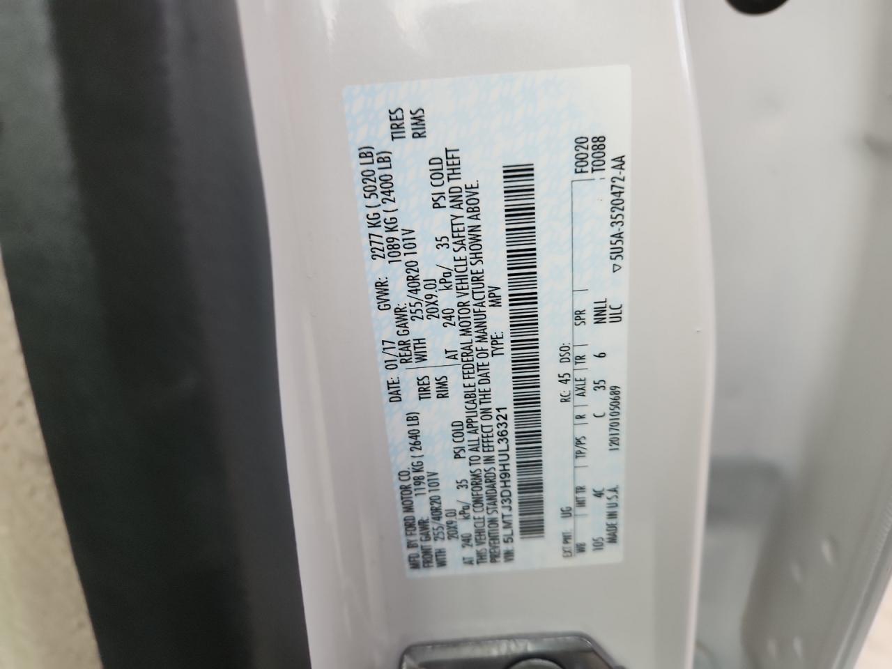 2017 Lincoln Mkc Reserve VIN: 5LMTJ3DH9HUL36321 Lot: 90111905