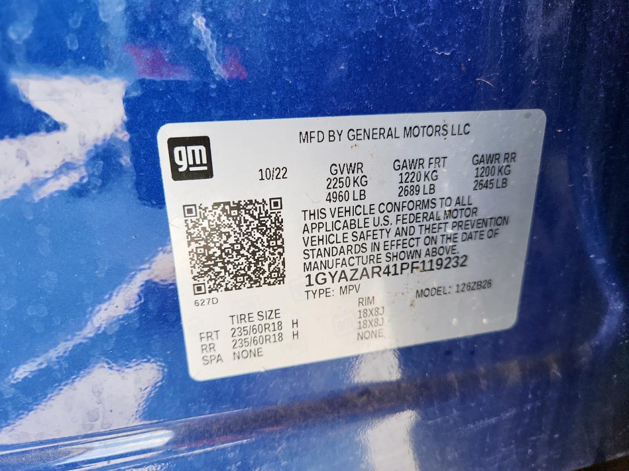 2023 Cadillac Xt4 Luxury VIN: 1GYAZAR41PF119232 Lot: 92994435