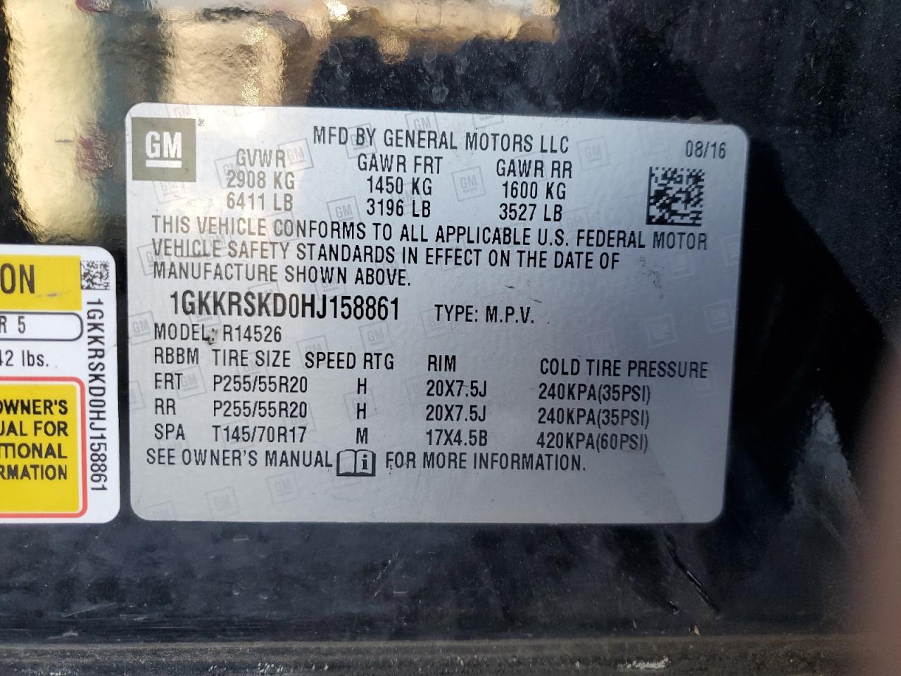 2017 GMC Acadia Limited Slt-2 VIN: 1GKKRSKD0HJ158861 Lot: 92383125