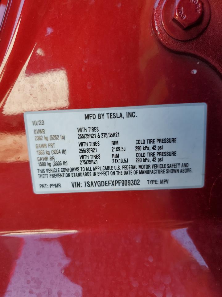 2023 Tesla Model Y VIN: 7SAYGDEFXPF909302 Lot: 90908805