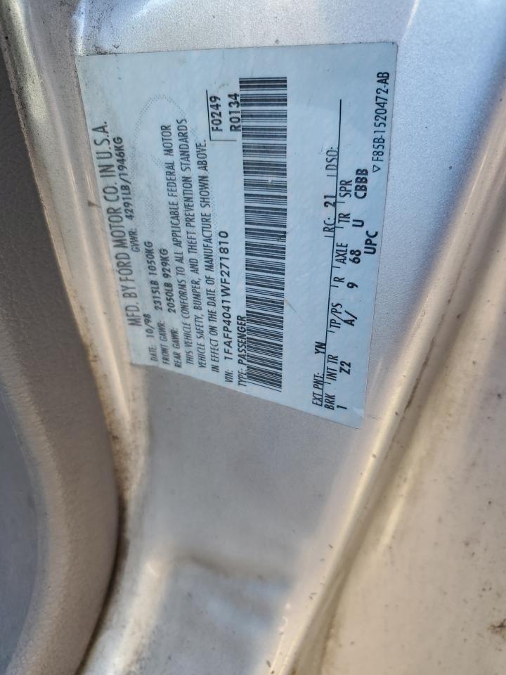 1998 Ford Mustang VIN: 1FAFP4041WF271810 Lot: 90938775