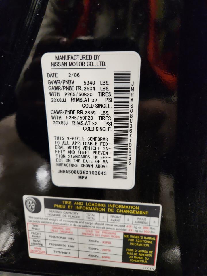 2006 Infiniti Fx35 VIN: JNRAS08U36X103645 Lot: 91682715