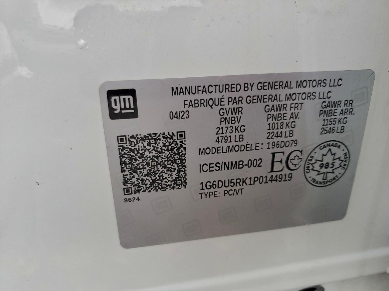 2023 Cadillac Ct5 Sport VIN: 1G6DU5RK1P0144919 Lot: 94899125