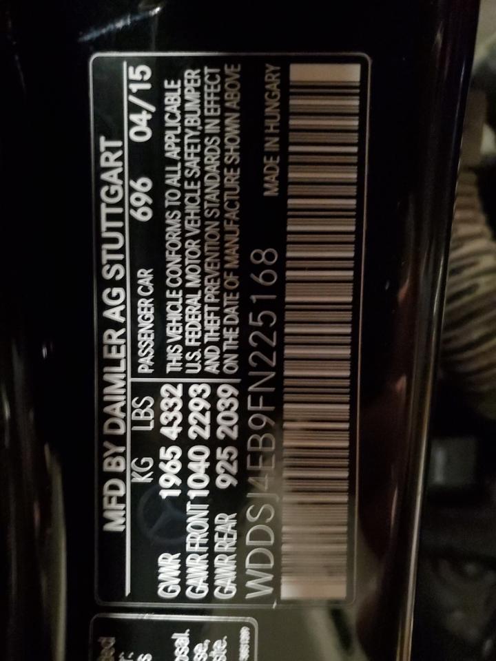 2015 Mercedes-Benz Cla 250 VIN: WDDSJ4EB9FN225168 Lot: 92445465