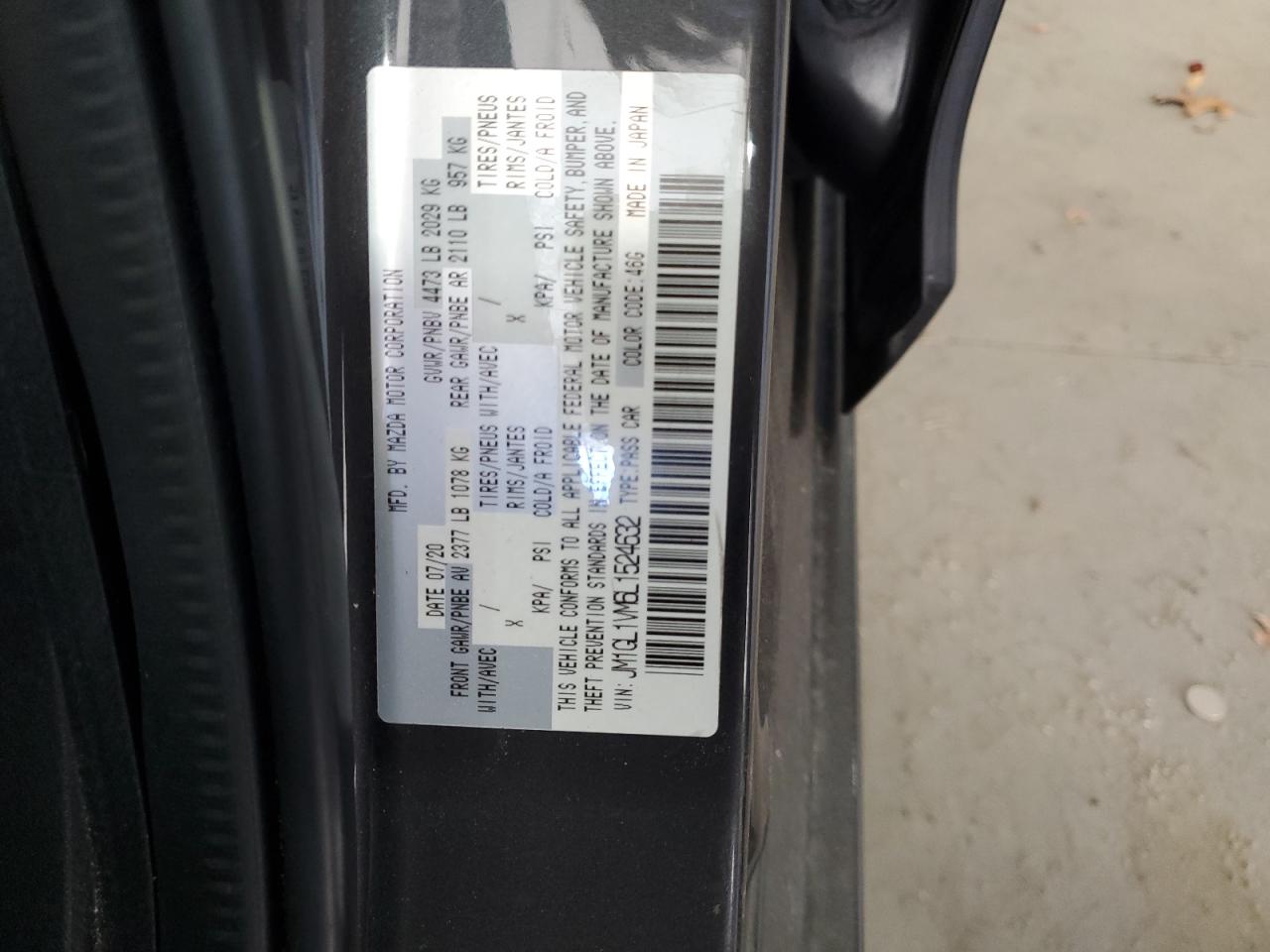 2020 Mazda 6 Touring VIN: JM1GL1VM6L1524632 Lot: 91974035