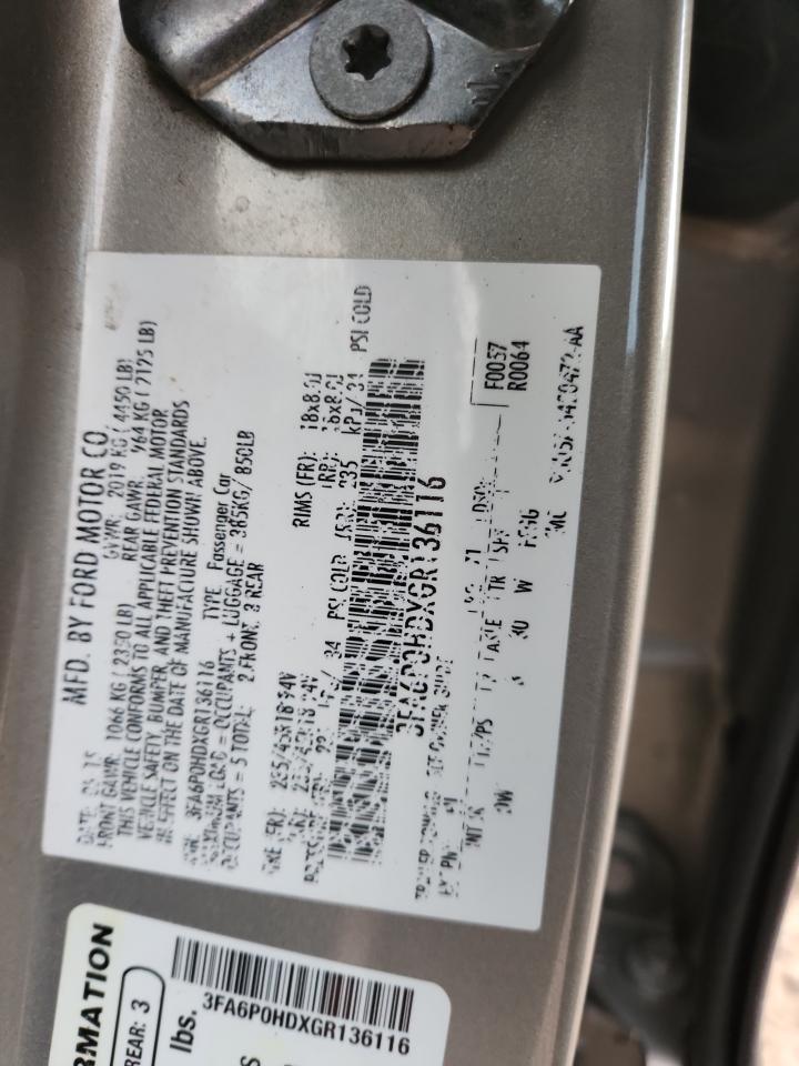 2016 Ford Fusion Se VIN: 3FA6P0HDXGR136116 Lot: 93069395