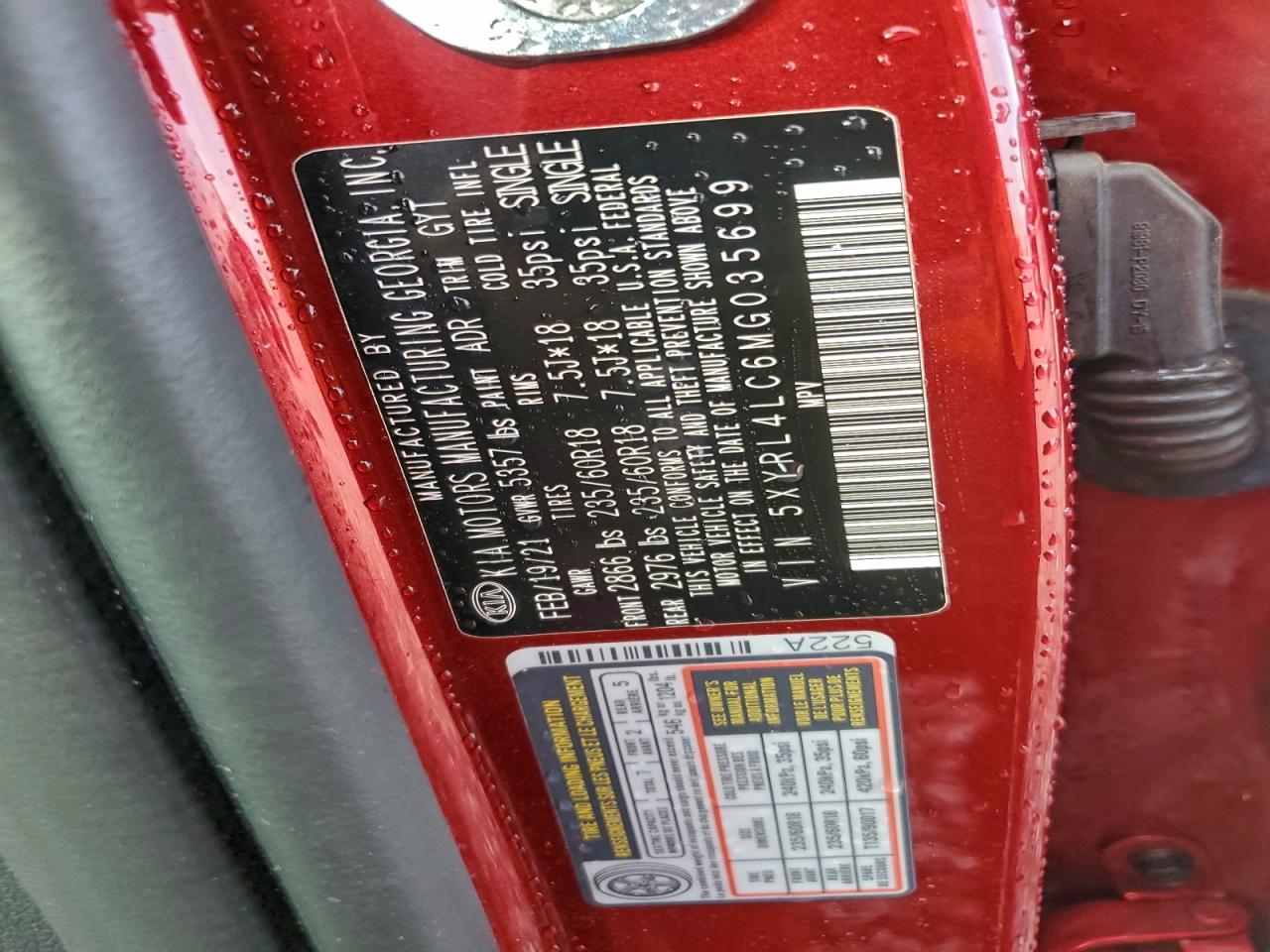 2021 Kia Sorento S VIN: 5XYRL4LC6MG035699 Lot: 94352545