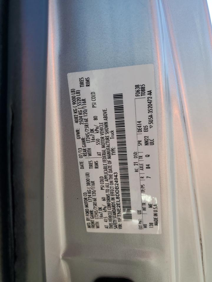 2013 Ford Econoline E250 Van VIN: 1FTNE2EL8DDB24943 Lot: 82750125