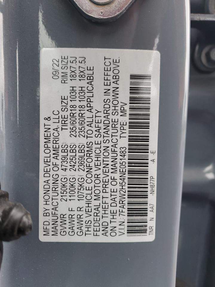 2022 Honda Cr-V Ex VIN: 7FARW2H54NE051483 Lot: 93058065