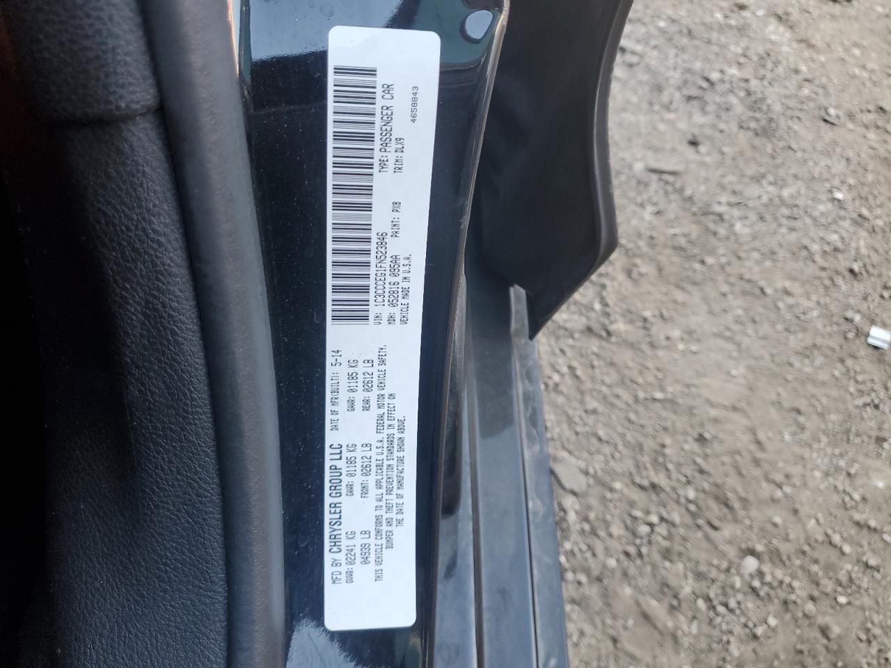 2015 Chrysler 200 C VIN: 1C3CCCEG1FN523846 Lot: 92954095