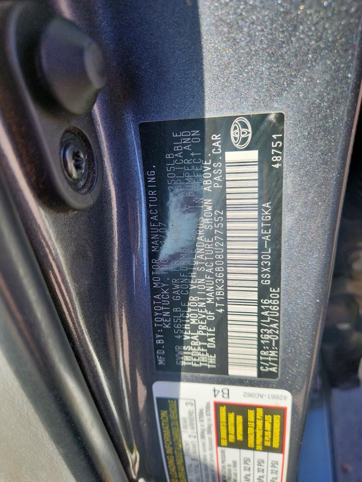 2008 Toyota Avalon Xl VIN: 4T1BK36B08U277552 Lot: 92579975