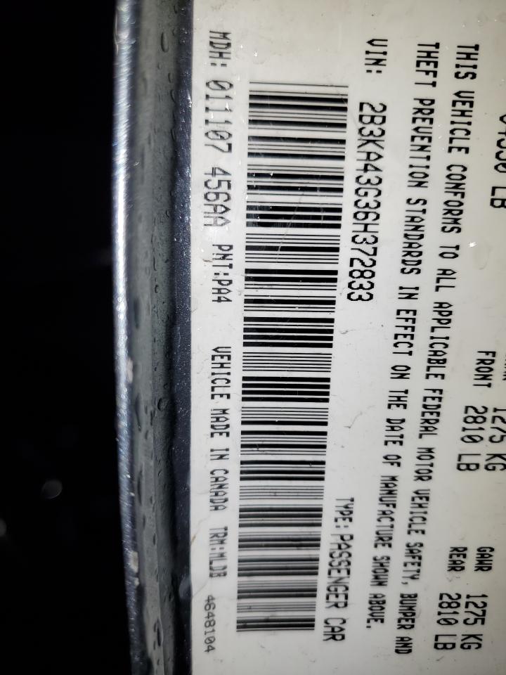 2006 Dodge Charger Se VIN: 2B3KA43G36H372833 Lot: 93544205