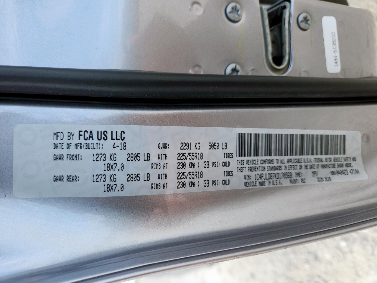 2019 Jeep Cherokee Limited VIN: 1C4PJLDB7KD170568 Lot: 92811545