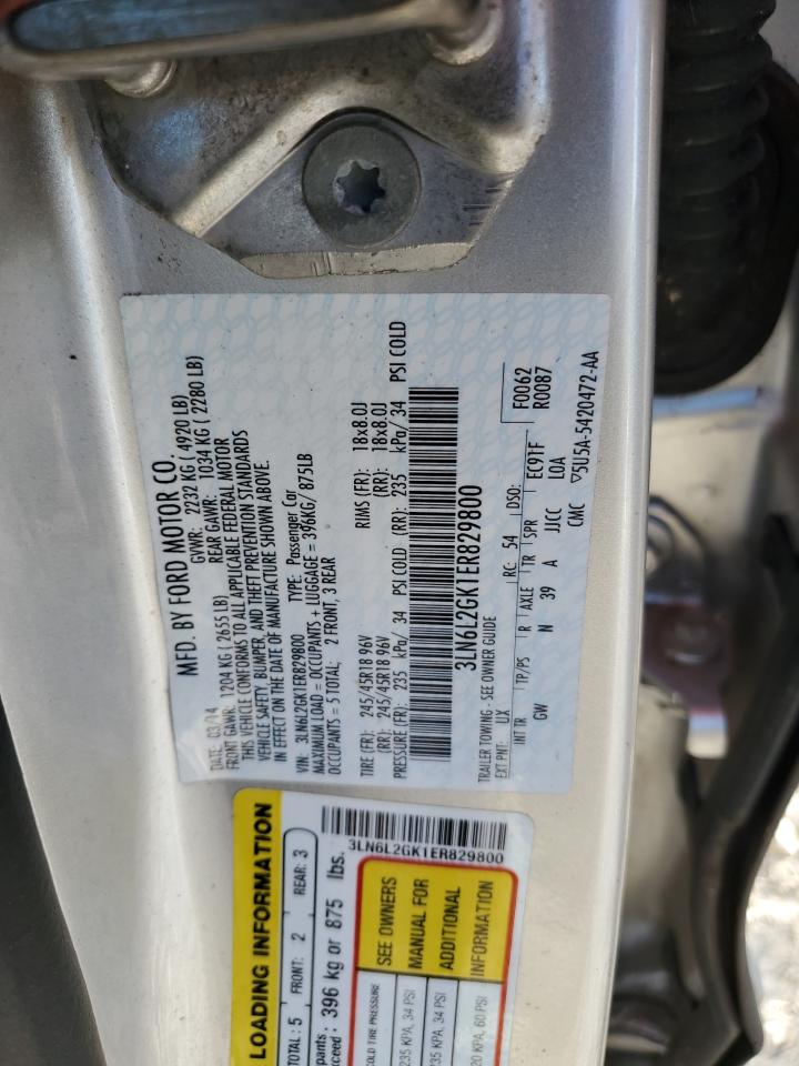 2014 Lincoln Mkz VIN: 3LN6L2GK1ER829800 Lot: 91613675