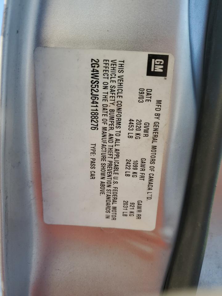 2004 Buick Century Custom VIN: 2G4WS52J641188276 Lot: 91525515