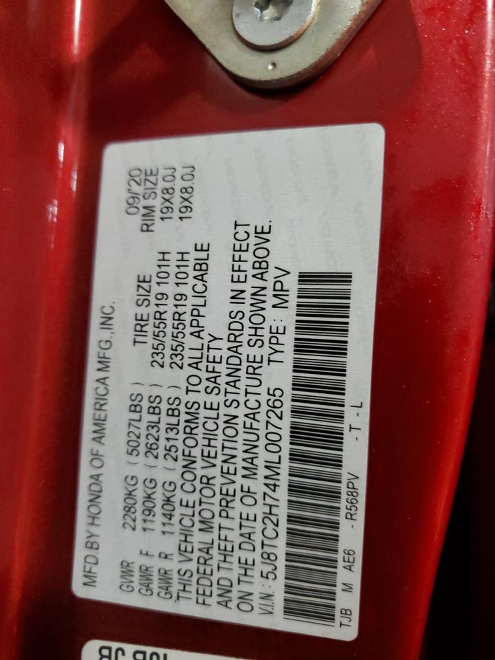 2021 Acura Rdx Advance VIN: 5J8TC2H74ML007265 Lot: 91632455