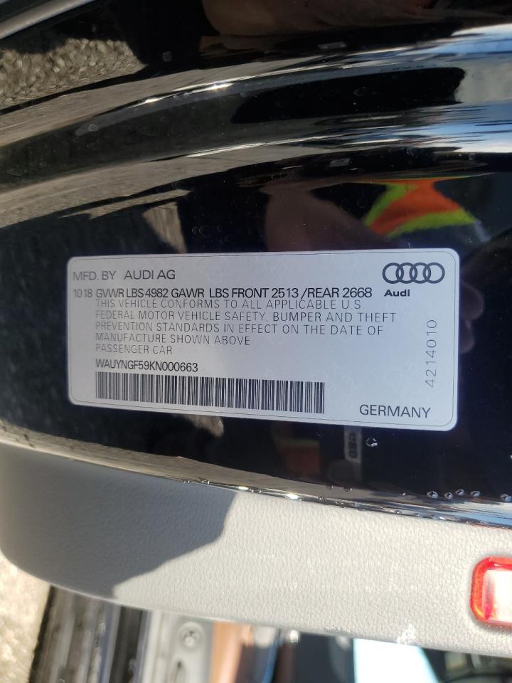 2019 Audi A5 Premium Plus VIN: WAUYNGF59KN000663 Lot: 91624005