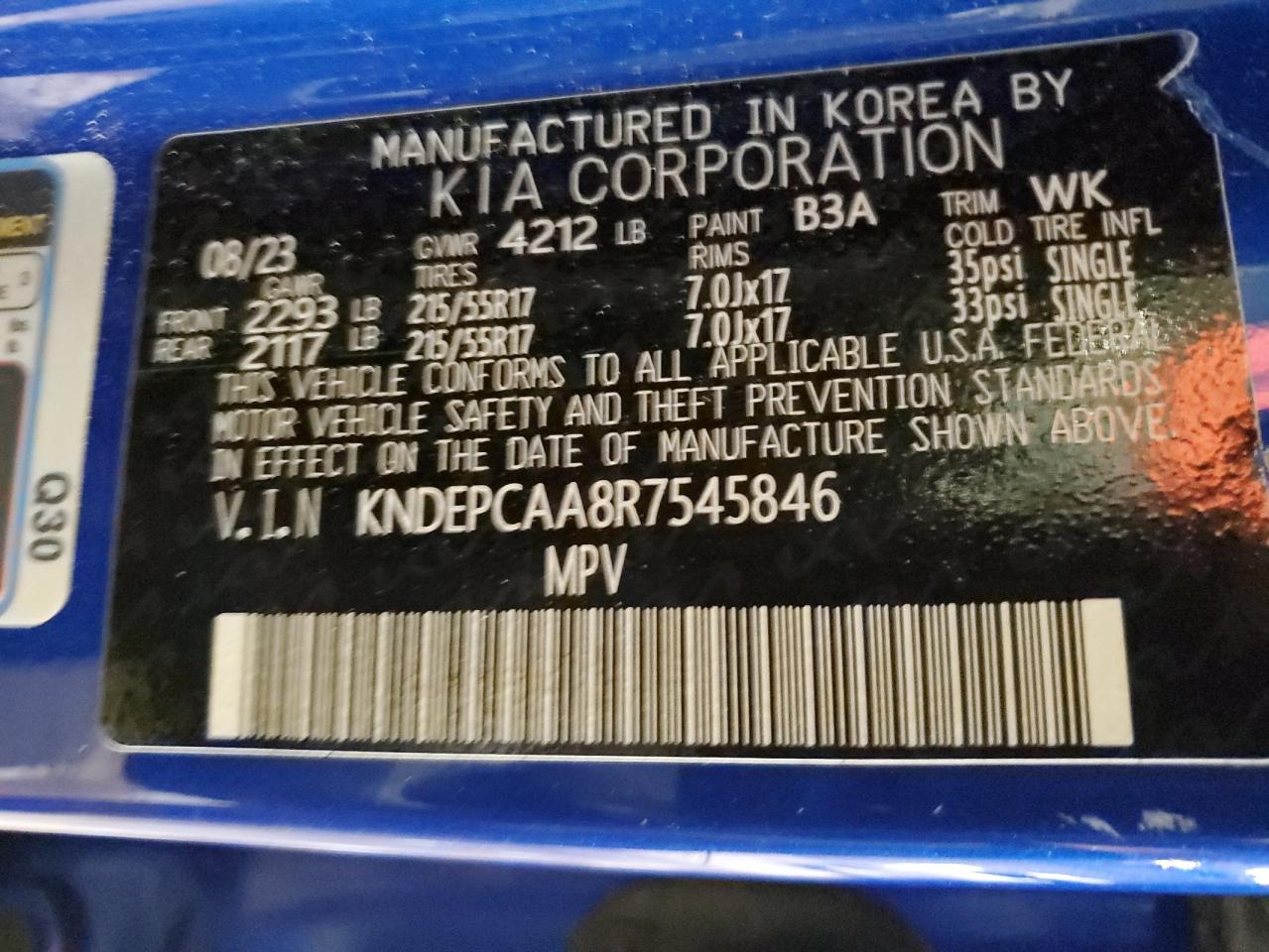 2024 Kia Seltos Lx VIN: KNDEPCAA8R7545846 Lot: 92304255