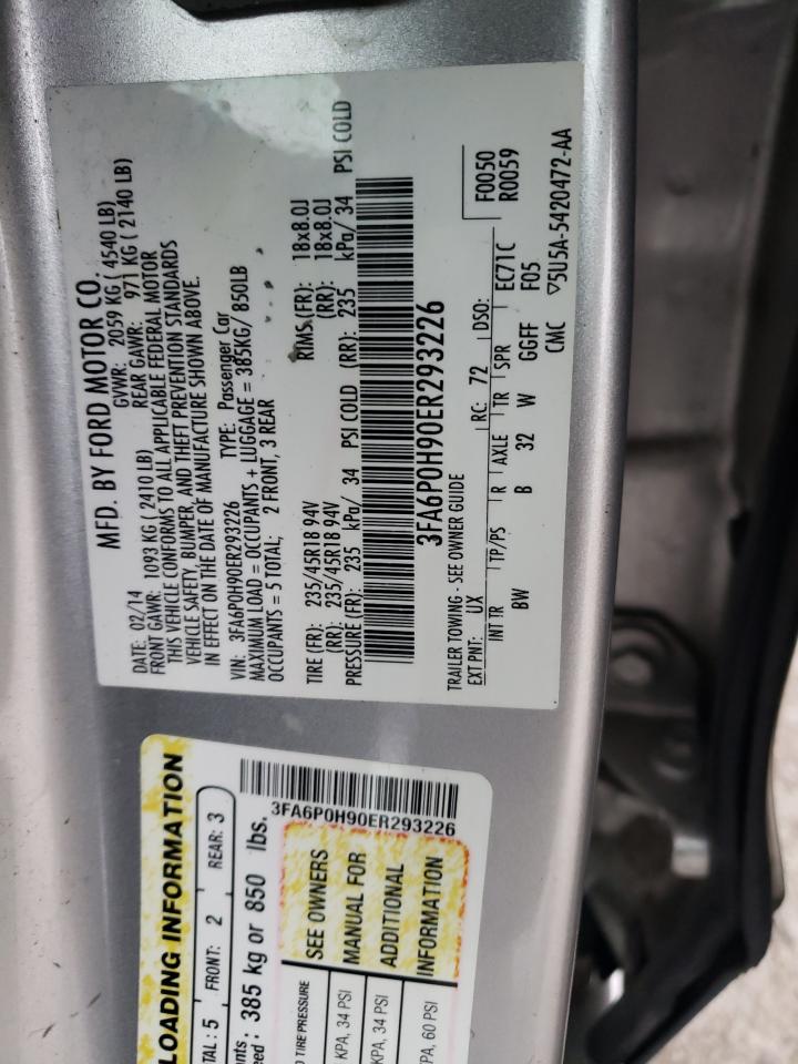 2014 Ford Fusion Se VIN: 3FA6P0H90ER293226 Lot: 93216895