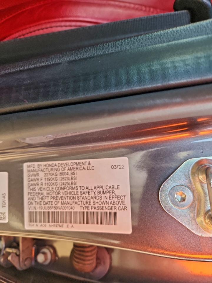 2022 Acura Tlx Tech A VIN: 19UUB6F59NA001040 Lot: 94090195