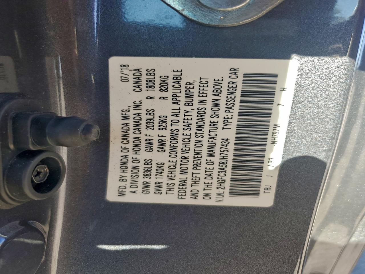 2018 Honda Civic Si VIN: 2HGFC3A58JH757434 Lot: 94351535