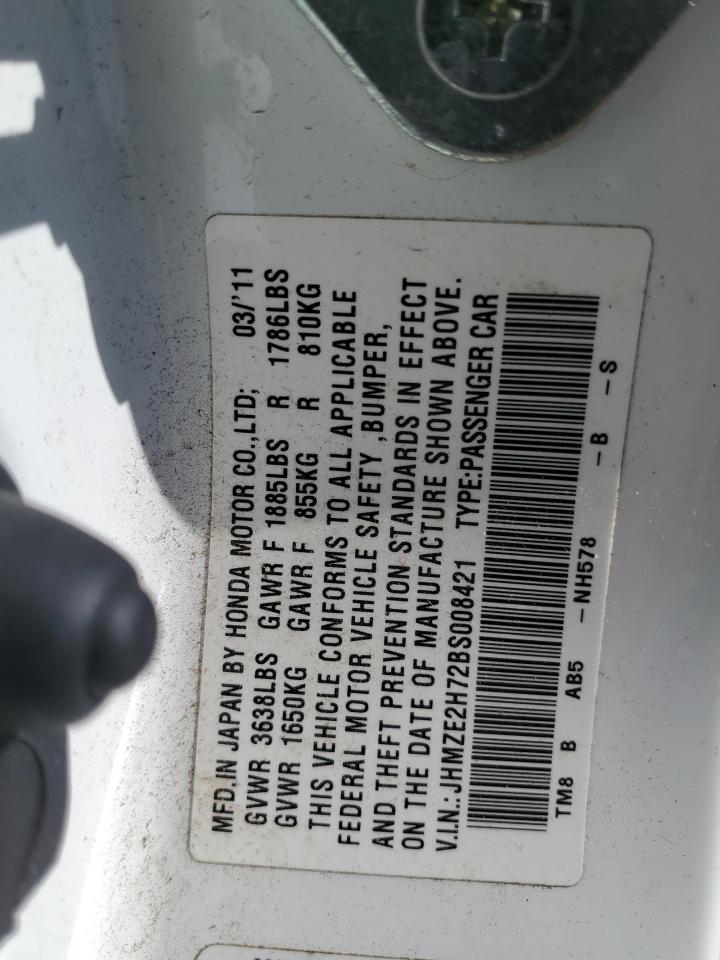 2011 Honda Insight Ex VIN: JHMZE2H72BS008421 Lot: 93622975