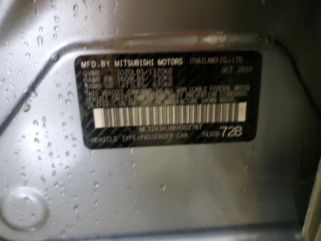 2019 Mitsubishi Mirage Es VIN: ML32A3HJ8KH002767 Lot: 92271625