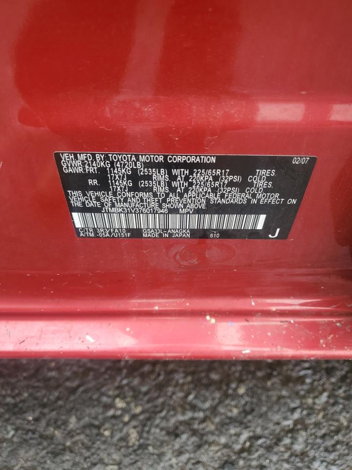 2007 Toyota Rav4 Limited VIN: JTMBK31V376017946 Lot: 93437415