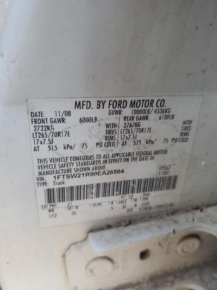 2009 Ford F250 Super Duty VIN: 1FTSW21R99EA26564 Lot: 90633005