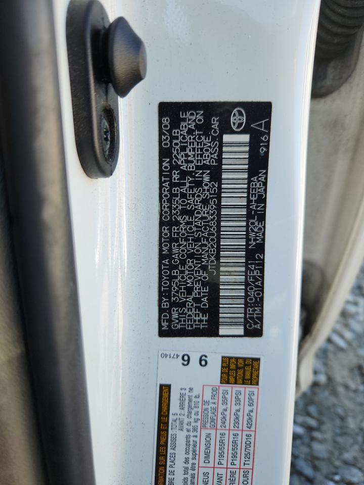 2008 Toyota Prius VIN: JTDKB20U683395152 Lot: 90364385