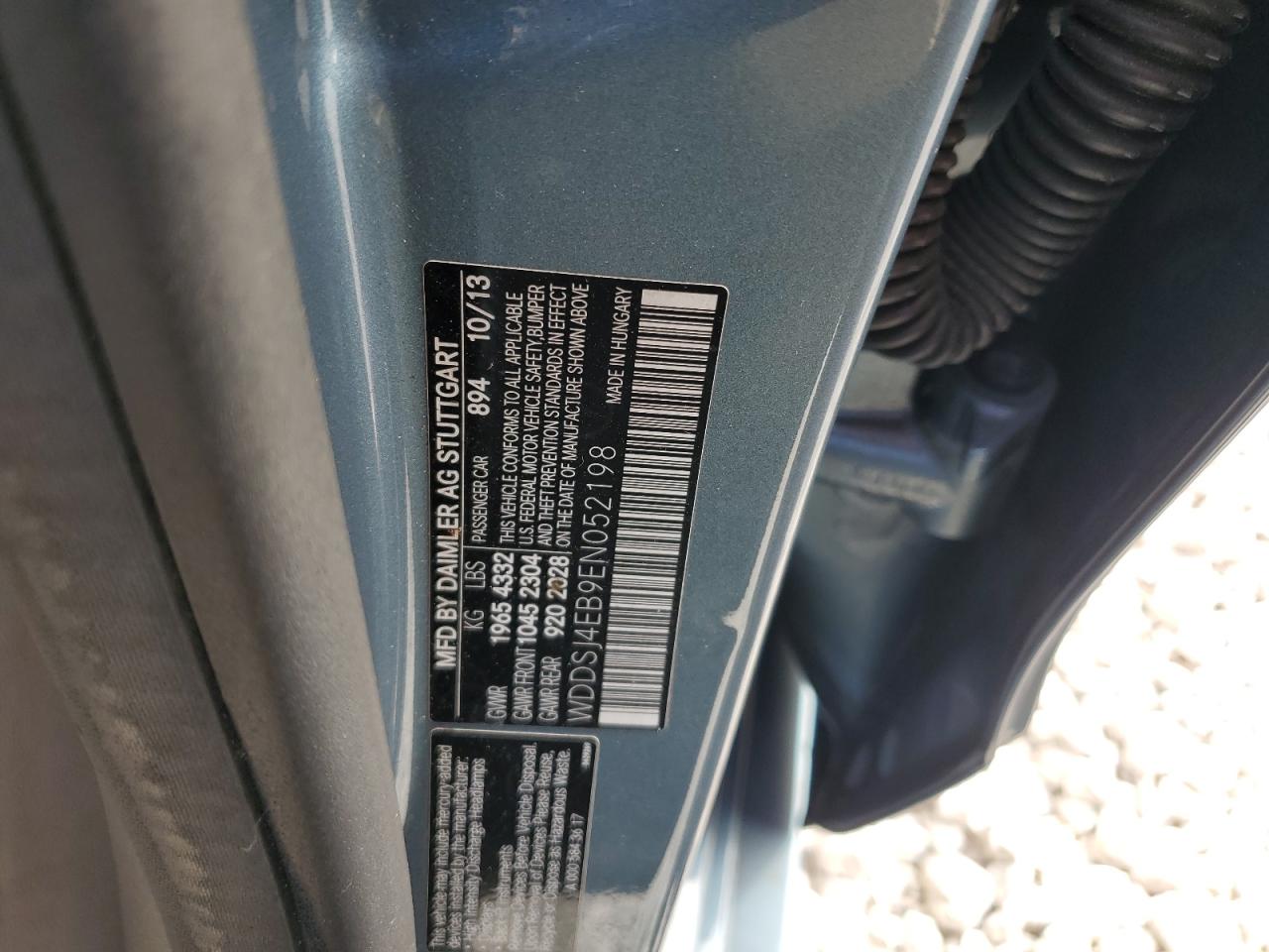 2014 Mercedes-Benz Cla 250 VIN: WDDSJ4EB9EN052198 Lot: 91442195