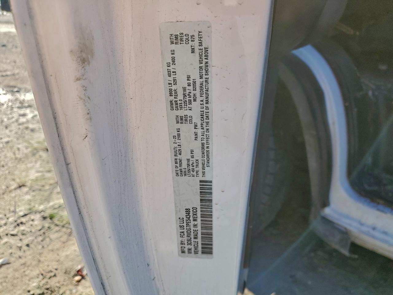 2023 Ram Promaster 2500 2500 High VIN: 3C6LRVDG7PE543488 Lot: 94276085