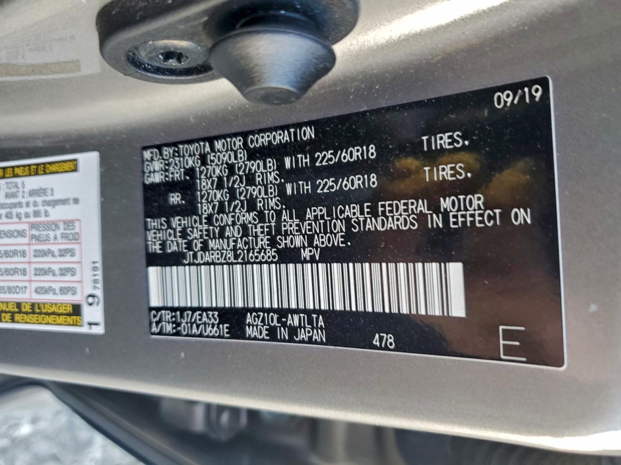 2020 Lexus Nx 300 VIN: JTJDARBZ8L2165685 Lot: 91457375