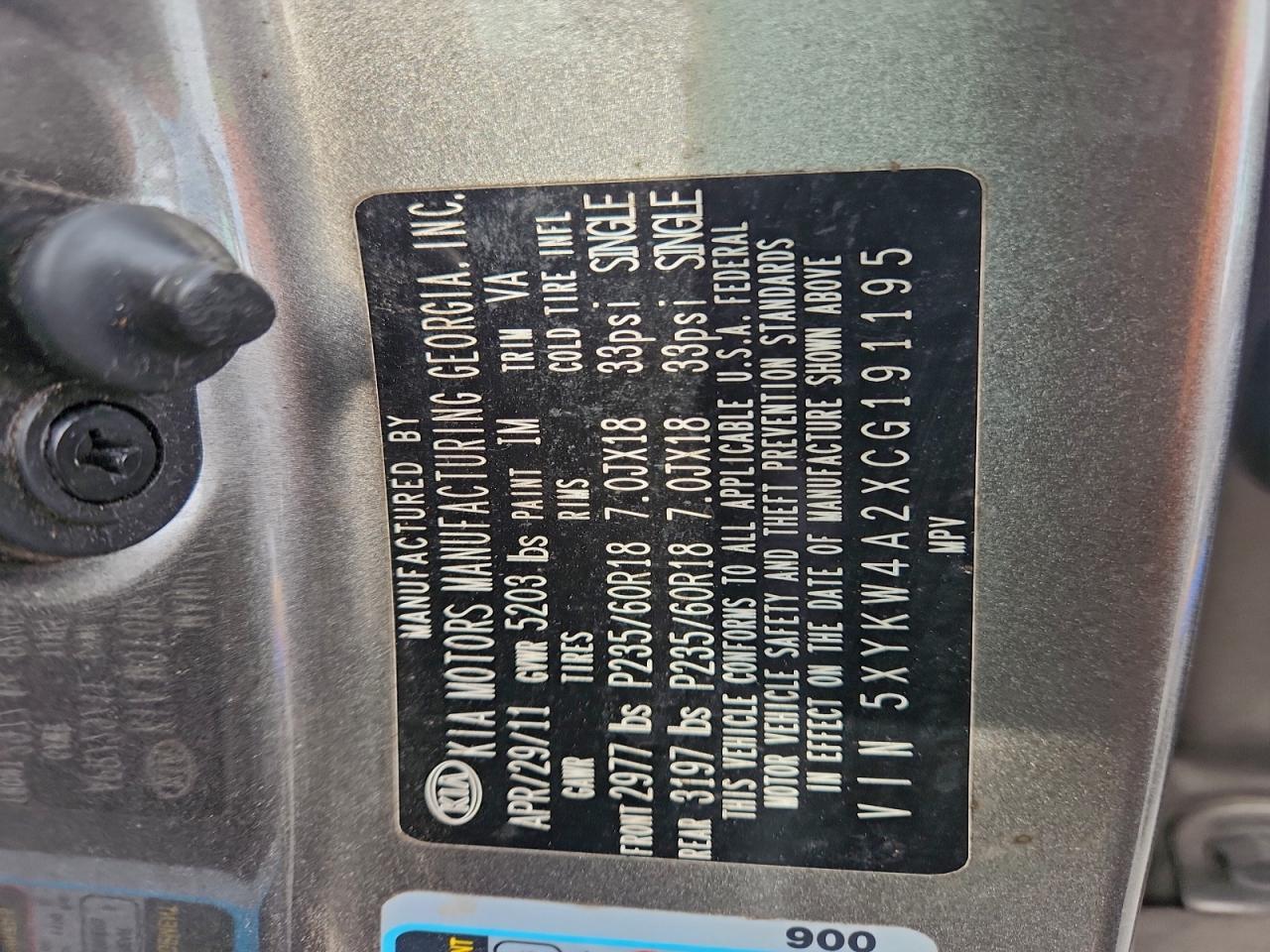 2012 Kia Sorento Sx VIN: 5XYKW4A2XCG191195 Lot: 94679425