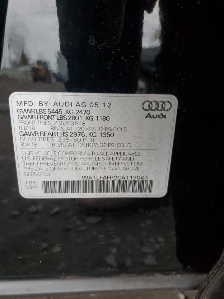 2012 Audi Q5 Premium Plus VIN: WA1LFAFP2CA113043 Lot: 91319215