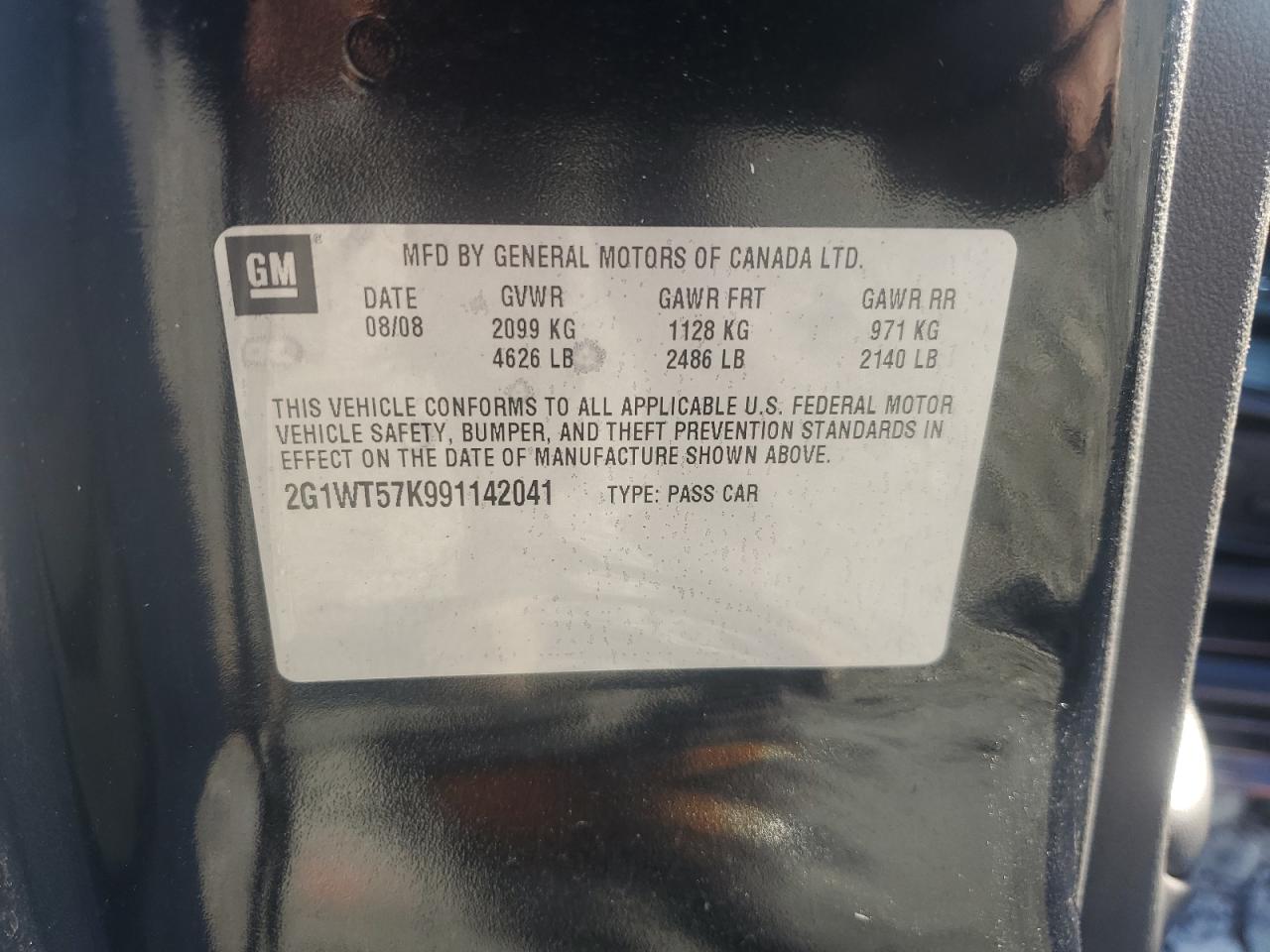 2009 Chevrolet Impala 1Lt VIN: 2G1WT57K991142041 Lot: 92486525