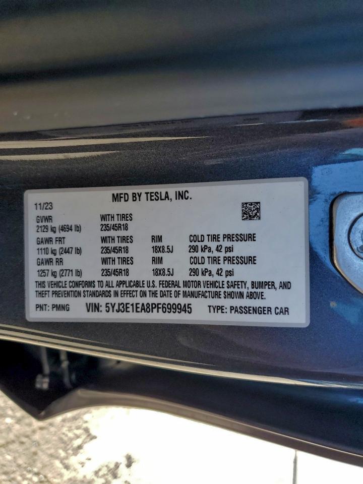 2023 Tesla Model 3 VIN: 5YJ3E1EA8PF699945 Lot: 94177565