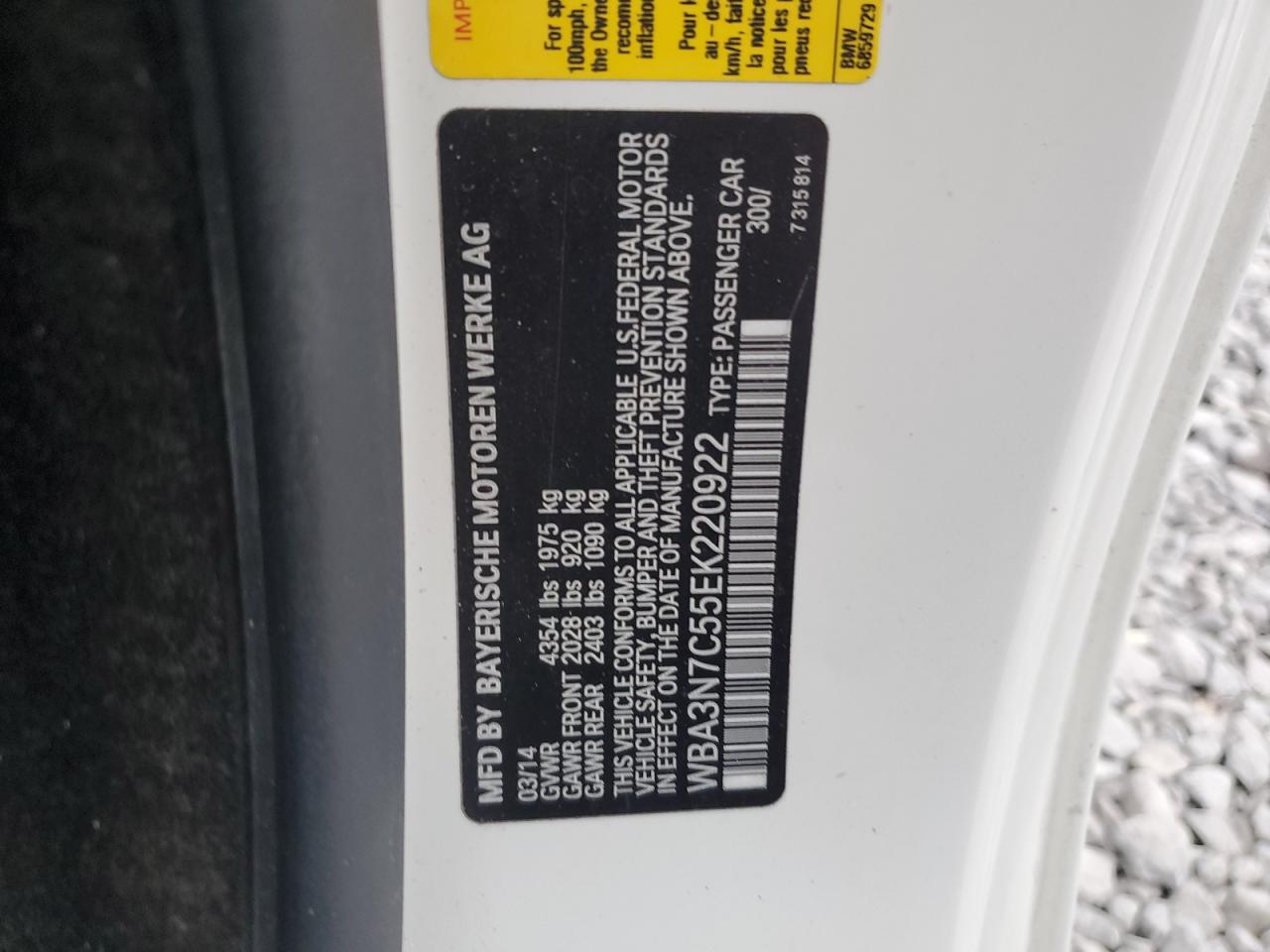 2014 BMW 428 I VIN: WBA3N7C55EK220922 Lot: 93298245