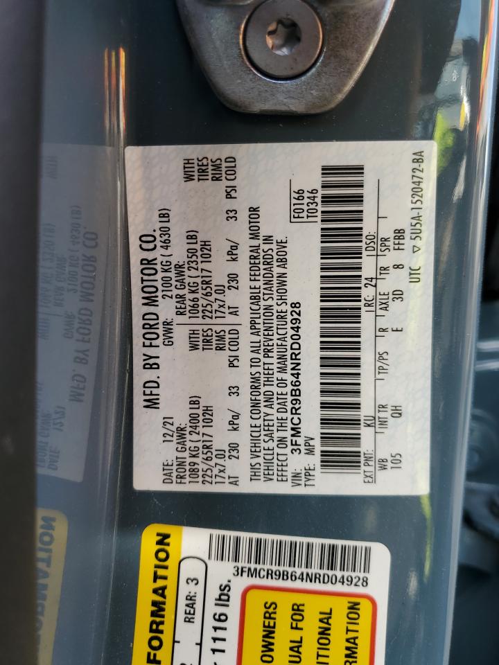 2022 Ford Bronco Sport Big Bend VIN: 3FMCR9B64NRD04928 Lot: 91393325