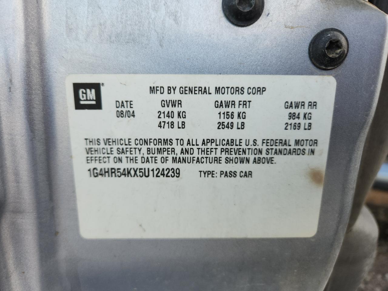 2005 Buick Lesabre Limited VIN: 1G4HR54KX5U124239 Lot: 92456785