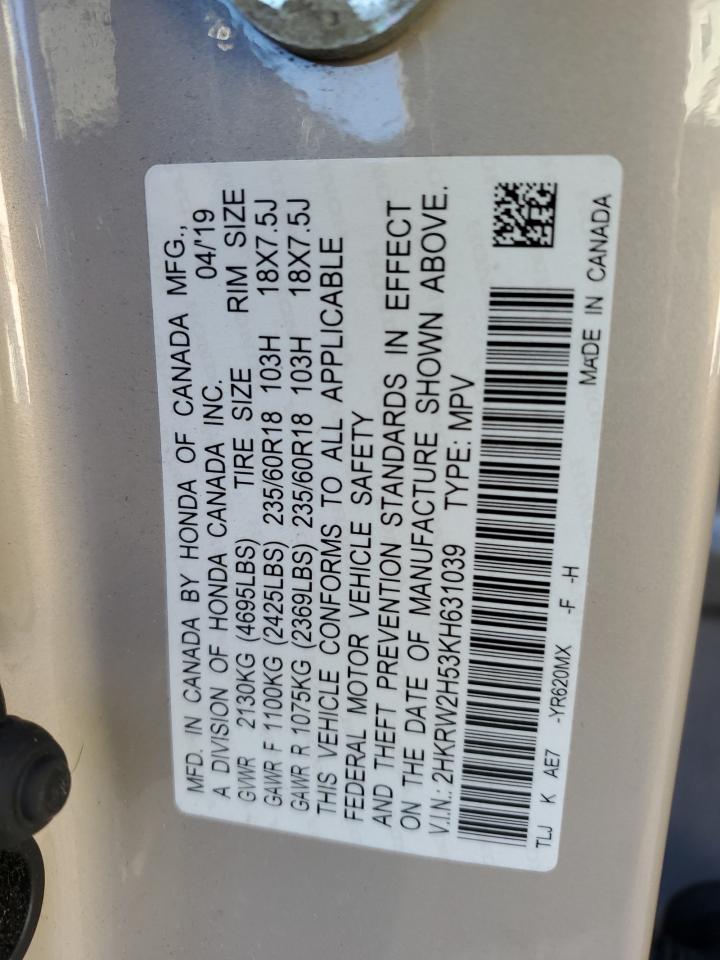 2019 Honda Cr-V Ex VIN: 2HKRW2H53KH631039 Lot: 92448345